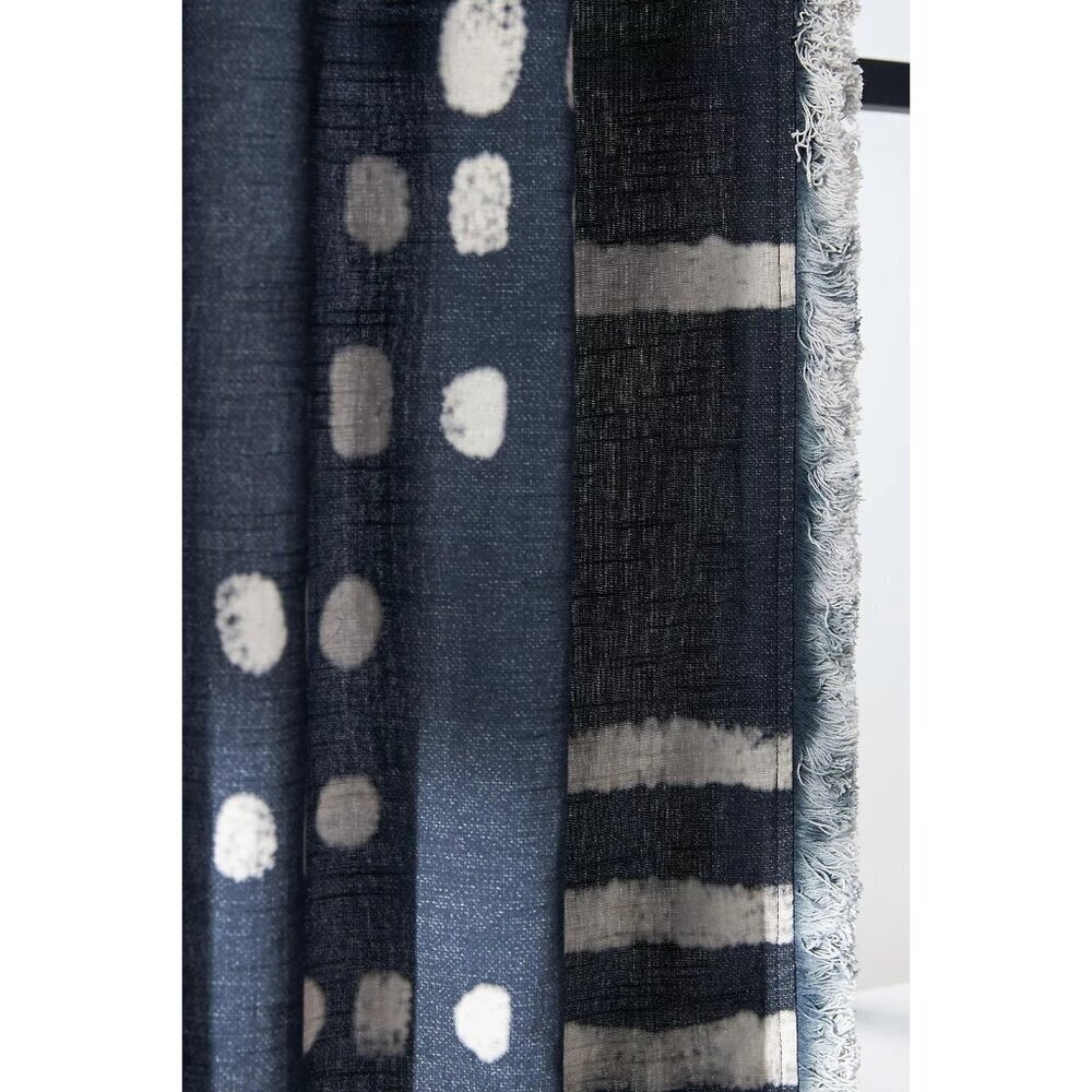 Anthropologie Fringed Elise Curtain Blue NWOT $129 50"x108" - Picture 2 of 5